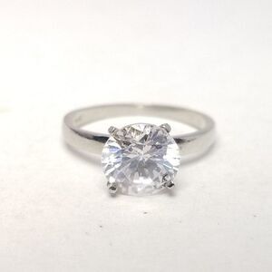 Vintage Sterling Silver Sparkly Solitaire Ring, Size 6 Band, Engagement, Estate